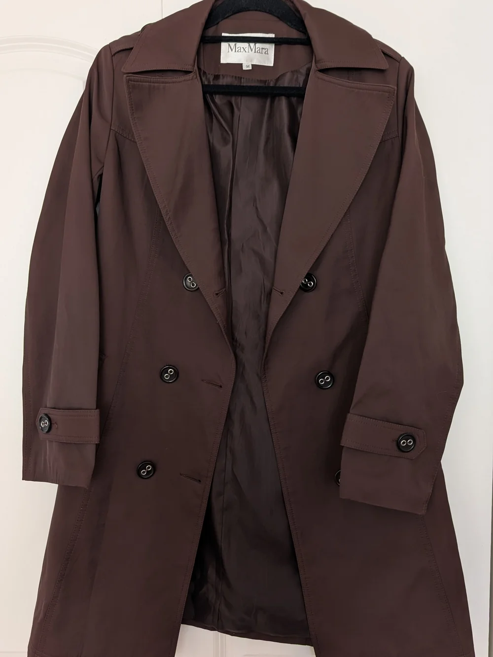 MaxMara Double-Breasted Chocolate Brown Trench Coat - Picture 1 of 4